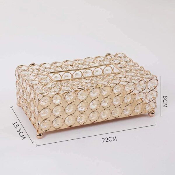 Crystal Luxury Tissue Holder / Box Cover (Gold Finish)