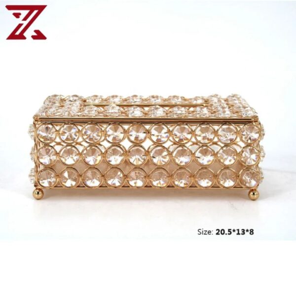 Crystal Luxury Tissue Holder / Box Cover (Gold Finish)