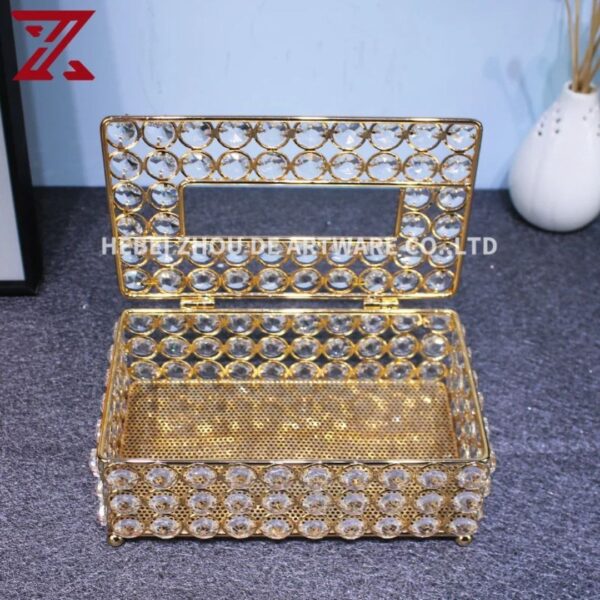 Crystal Luxury Tissue Holder / Box Cover (Gold Finish)