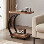 C-Shaped Side Table with Dual-Layer Design
