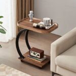 C-Shaped Side Table with Dual-Layer Design