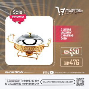 2 Liters Luxury Round Chafing Dish Buffet Set (Golden Pattern)