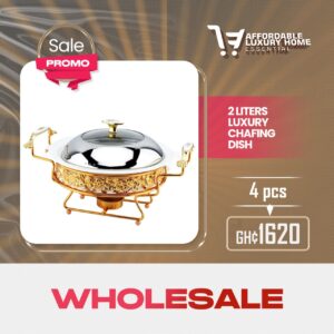 2 Liters Luxury Round Chafing Dish Buffet Set (Golden Pattern)
