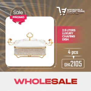 2.8 Liters Luxury Ceramic Chafing Dish Buffet Set with Gold Accents