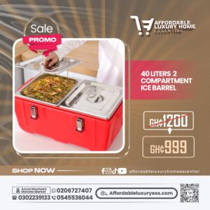 40 Liters 2-Compartment Insulated Ice Barrel (Food Warmer/Hot Box)