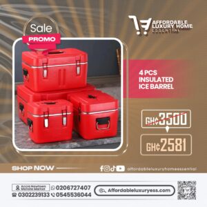 4 Pcs Insulated Ice Barrel Cooler Box Set