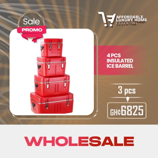 4 Pcs Insulated Ice Barrel Cooler Box Set