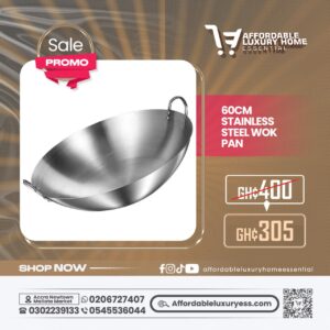 60cm Stainless Steel Wok Pan with Dual Handles