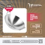 50cm Stainless Steel Wok Pan with Dual Handles