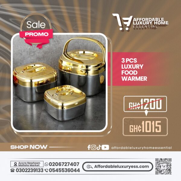 3 Pcs Luxury Stainless Steel Insulated Food Warmer Set