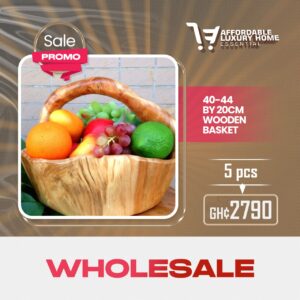 40-44cm Wooden Basket Bowl with Handle (Burl Root Wood)