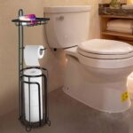 Freestanding Toilet Roll Holder with Storage and Top Shelf