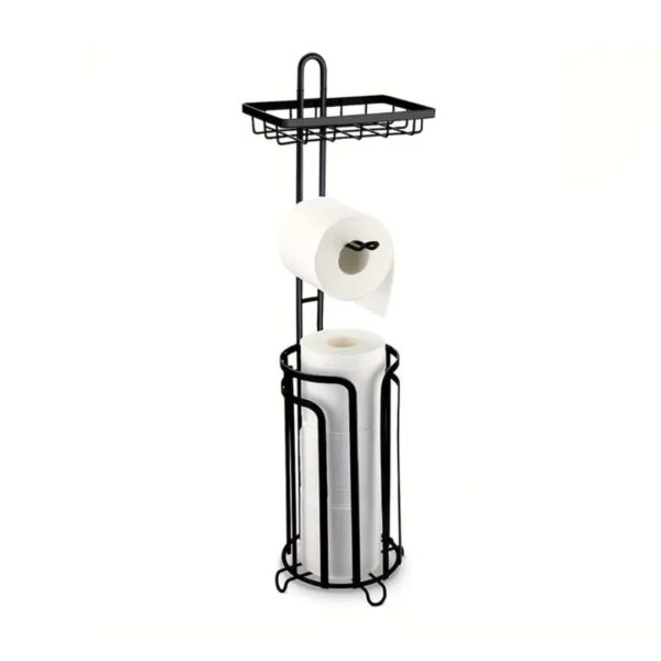 Freestanding Toilet Roll Holder with Storage and Top Shelf