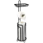 Freestanding Toilet Roll Holder with Storage and Top Shelf