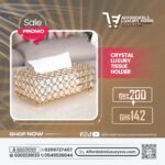 Crystal Luxury Tissue Holder / Box Cover (Gold Finish)