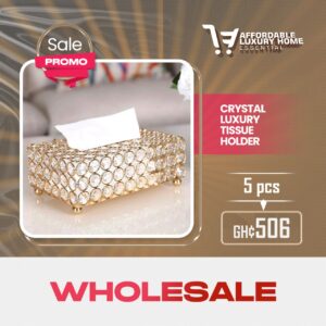 Crystal Luxury Tissue Holder / Box Cover (Gold Finish)