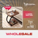 C-Shaped Side Table with Dual-Layer Design