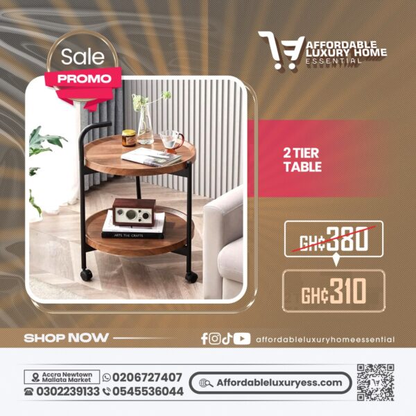 2 Tier Round Movable Side Table (Nordic Style)