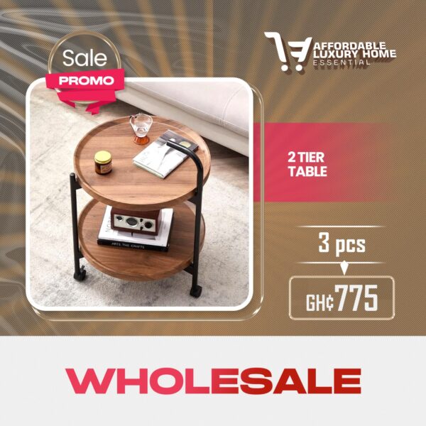 2 Tier Round Movable Side Table (Nordic Style)