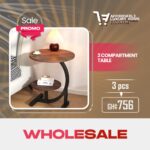 2 Compartment / 2-Tier C-Shaped Side Table