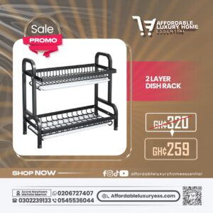 2 Layer Metal Dish Drying Rack with Drainboards