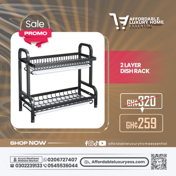 2 Layer Metal Dish Drying Rack with Drainboards