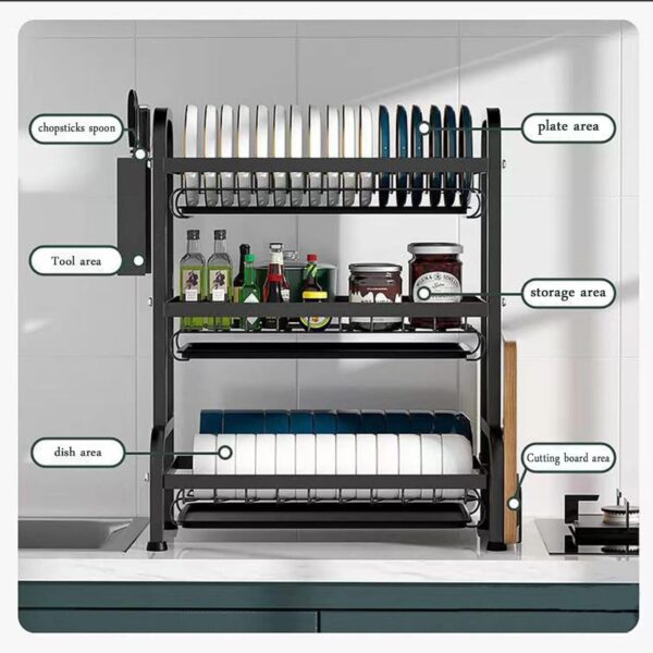 3 Layer Dish Drying Rack (Space-Saving Multi-Tier)
