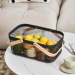 Daikai Linier Iron Storage Basket with Wooden Handle