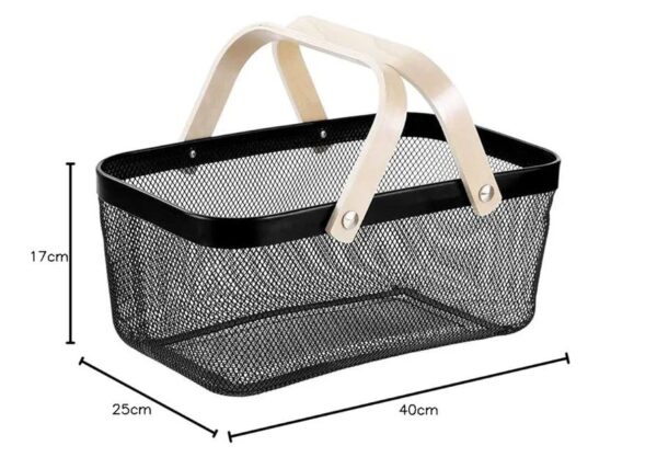 Daikai Linier Iron Storage Basket with Wooden Handle