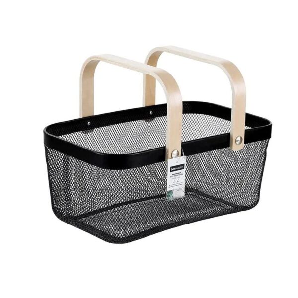 Daikai Linier Iron Storage Basket with Wooden Handle