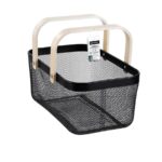 Daikai Linier Iron Storage Basket with Wooden Handle