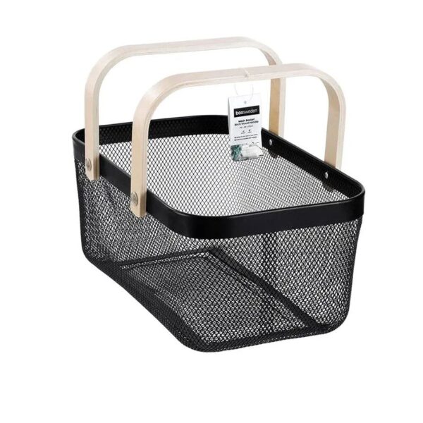 Daikai Linier Iron Storage Basket with Wooden Handle