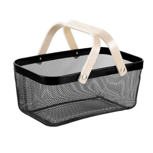 Daikai Linier Iron Storage Basket with Wooden Handle