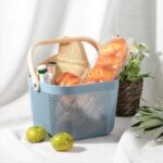 IKEA RISATORP Wire Storage Basket with Wooden Handle