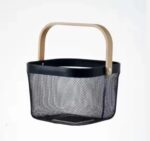 IKEA RISATORP Wire Storage Basket with Wooden Handle