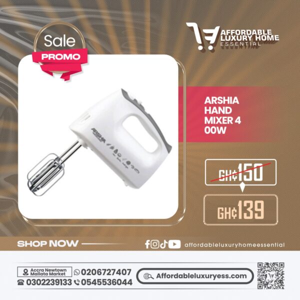 Arshia Hand Mixer 400W (5-Speed with Turbo)