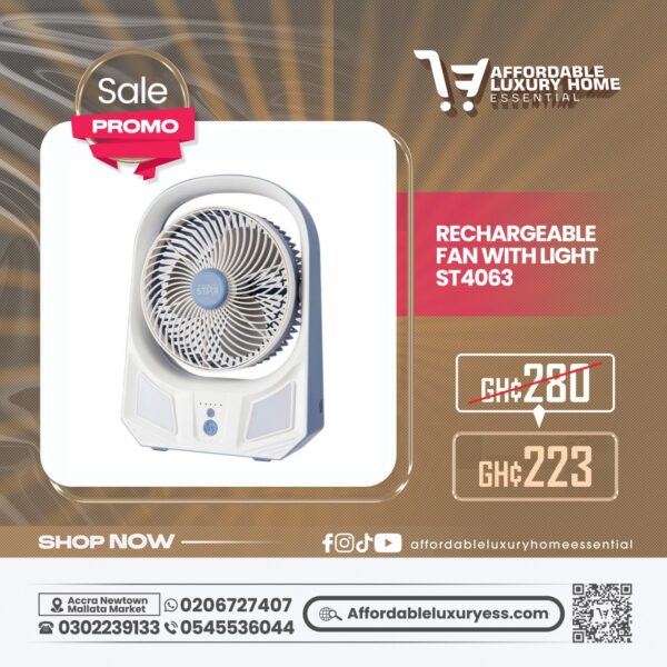 Rechargeable Fan with Light: Winning Star ST-4063 LED Table Fan