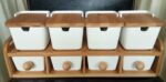 Spice Canister Set (Perotti Massa 8-Piece Porcelain with Bamboo Lids)