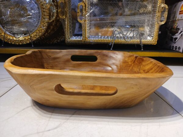 Wooden Bowl (Enrico Hand Carved Farmhouse Root Wood Tray with Handles)