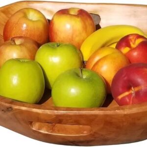 Wooden Bowl (Enrico Hand Carved Farmhouse Root Wood Tray with Handles)