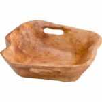 Wooden Bowl (Enrico Hand Carved Farmhouse Root Wood Tray with Handles)