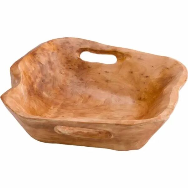 Wooden Bowl (Enrico Hand Carved Farmhouse Root Wood Tray with Handles)
