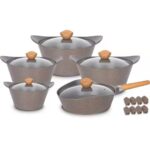 Cook Lover 5-Piece Non-Stick Ceramic Cookware Set with Wood-Style Handles