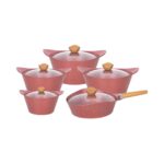 Cook Lover 5-Piece Non-Stick Ceramic Cookware Set with Wood-Style Handles