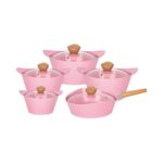 Cook Lover 5-Piece Non-Stick Ceramic Cookware Set with Wood-Style Handles