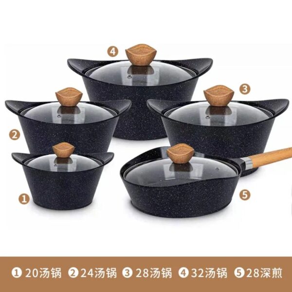 Cook Lover 5-Piece Non-Stick Ceramic Cookware Set with Wood-Style Handles
