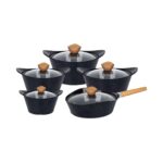 Cook Lover 5-Piece Non-Stick Ceramic Cookware Set with Wood-Style Handles