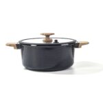 Premium 30cm Non-Stick Ceramic Pot with Wood-Grain Handle