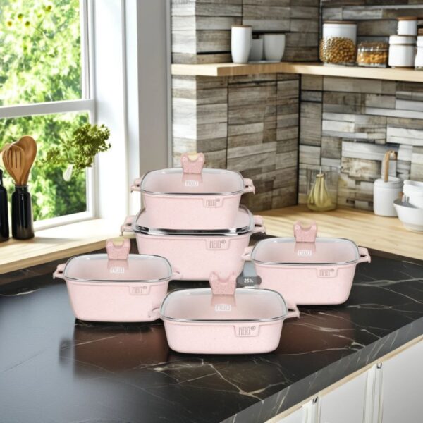 MGC 5-Piece Square Non-Stick Granite Cookware Set