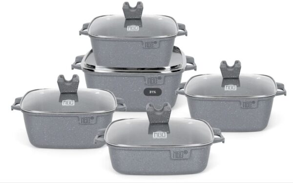 MGC 5-Piece Square Non-Stick Granite Cookware Set